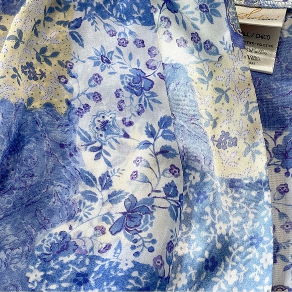Sophia by Delicates Blue Mixed Floral Satiny Sheer Belted Wrap Robe Size S - Picture 9 of 9